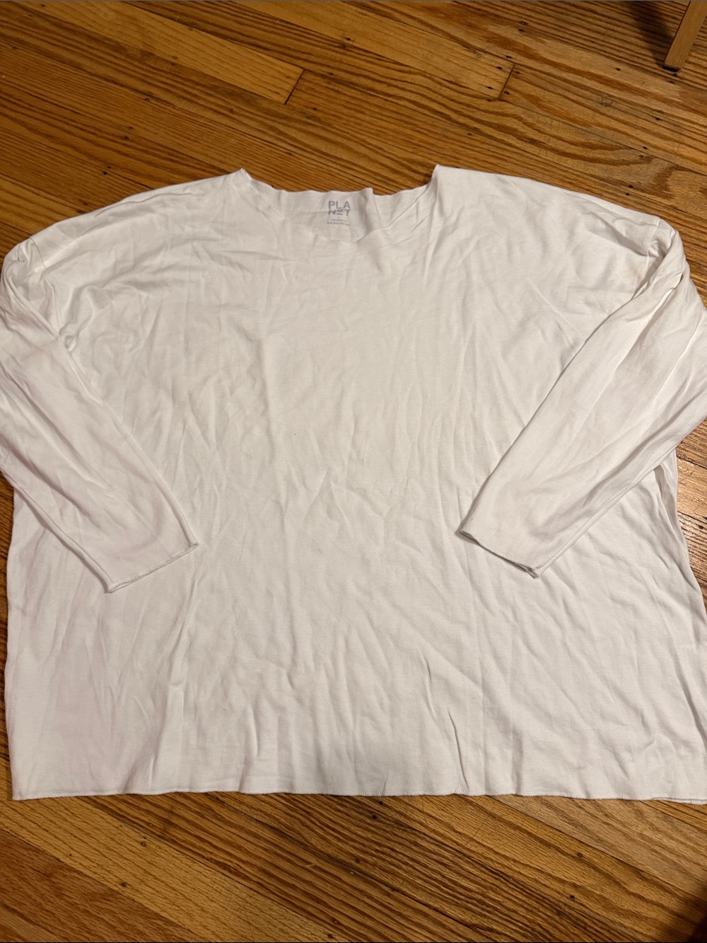 PLA+T Women's White Long-Sleeve Crew Tee
